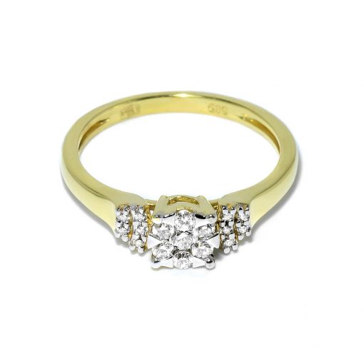 Elegantný prsteň s použitím sedemnástich bielych diamantov