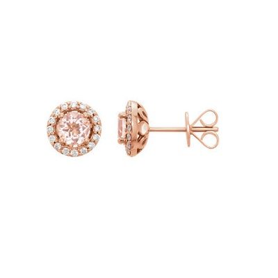 Luxusné diamantové náušnice s Morganitom z ružového zlata
