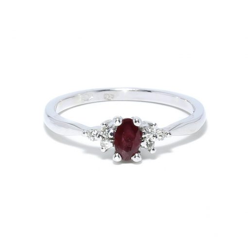 Elegantný diamantový prsteň s prírodným rubínom