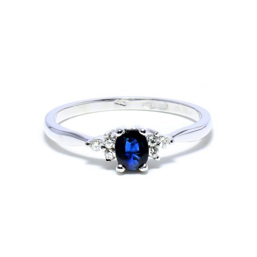 Elegantný diamantový prsteň s prírodným zafírom