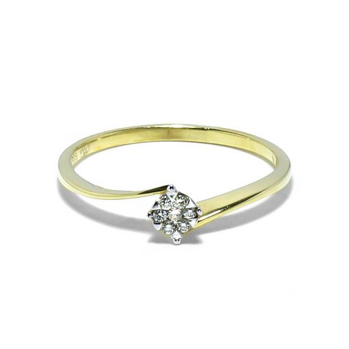 Jemný prsteň zo žltého zlata s diamantom