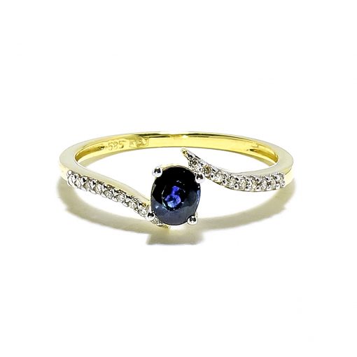 Elegantný diamantový prsteň so Zafírom