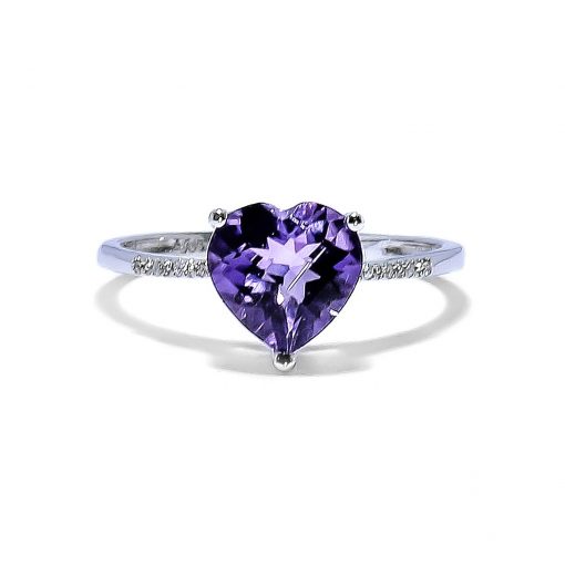 Romantický diamantový prsteň s Ametystom