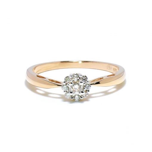 Jedinečný zásnubný prsteň s diamantmi z ružového zlata