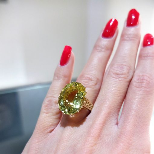 Luxusný prsteň zo žlteho zlata s prírodným Citrínom