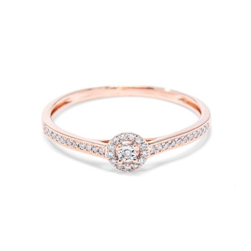 Jemný diamantový prsteň z ružového zlata